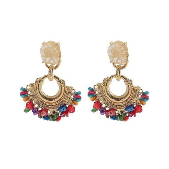 Multicolor Stone Drop Earrings - Picture 4 of 13